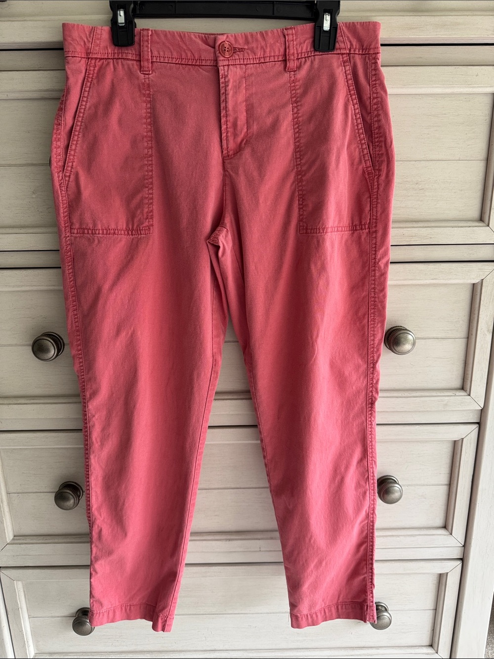 Liverpool Los Angeles Straight-Leg Cotton Pants in Coral/Pink SZ 8/29